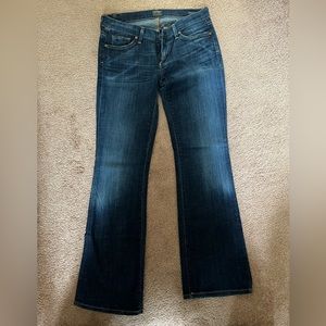 Citizens of humanity, petite boot, cut leg size 27 dark blue jeans